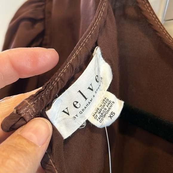 Velvet By Graham &  Spencer Leila Satin Puff Sleeve Top in Burlwood - Picture 5 of 8